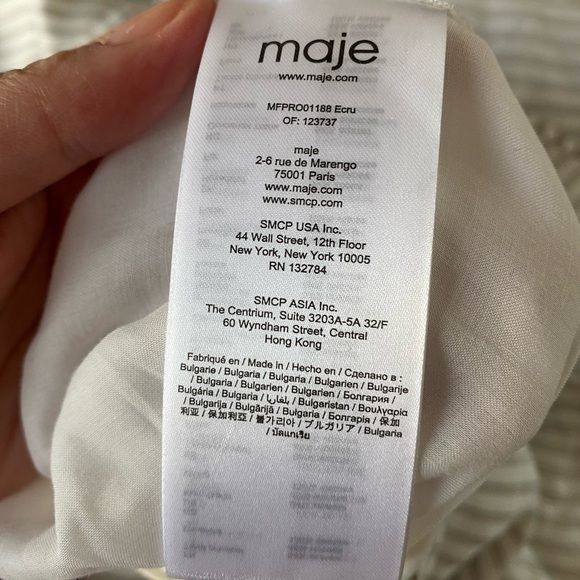 Maje Striped Off-Shoulder, Tiered, Ruffle Dress - Picture 8 of 8